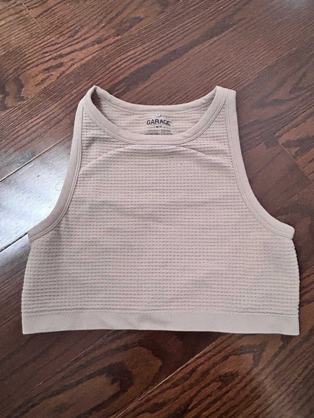 Garage Cream Waffle Knit Cropped Tank